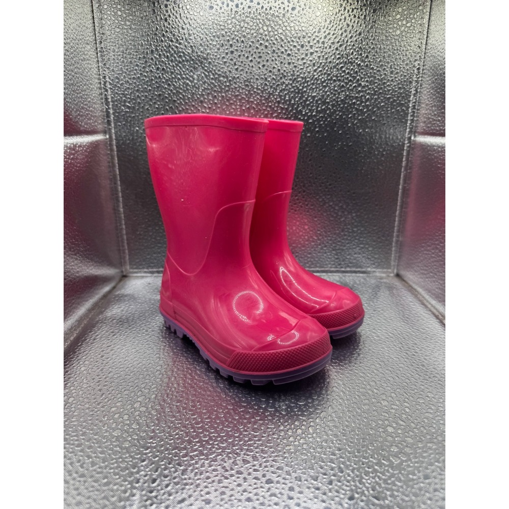 Pink Rubber Rain Boots Toddler Size 5-6 Purple Sole Waterproof Made in Canada